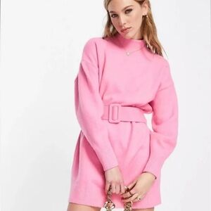 & other stories Pink Belted Sweater Dress